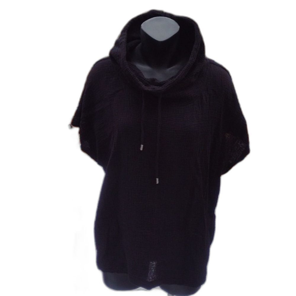 Calvin Klein Cowl Neck Sleeveless Black Muslin Top Size Large